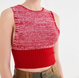 NEW URBAN OUTFITTERS CROPPED RED SWEATER VEST SMALL PREPPY ACADEMIA SIDE CUT OUT